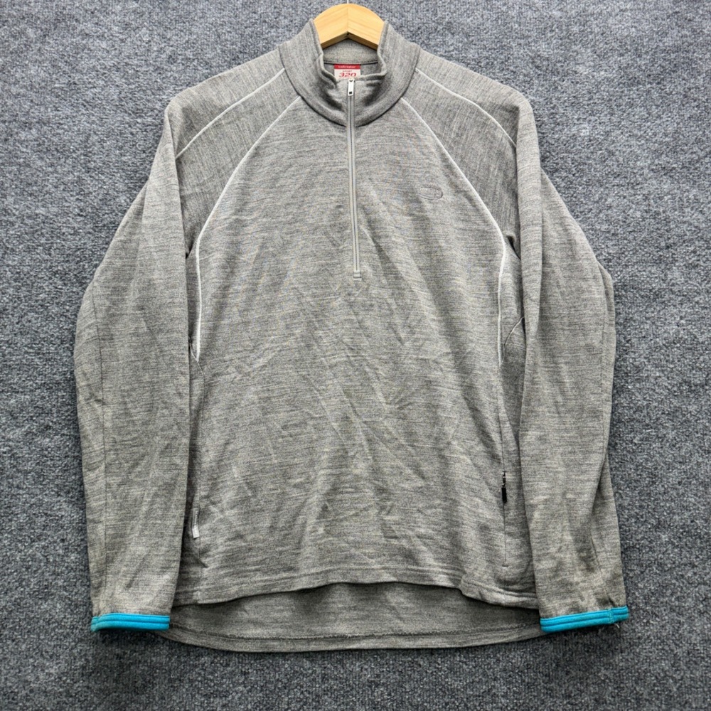 Icebreaker Sport 320 Quarter Zip Pullover Womens XL Gray Long Sleeve Merino Wool